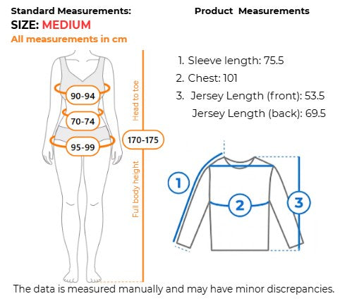 Long sleeve women's cycling jersey measurements