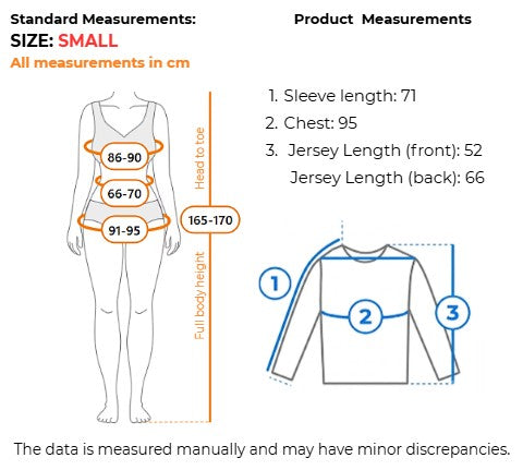 Long sleeve women's cycling jersey measurements