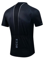 Black cycling jersey men's short sleeve back