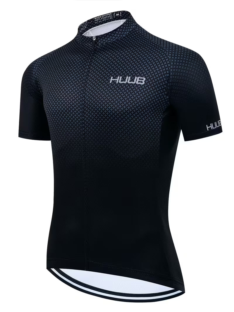 Black cycling jersey men's short sleeve