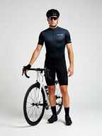 Black cycling jersey men's short sleeve