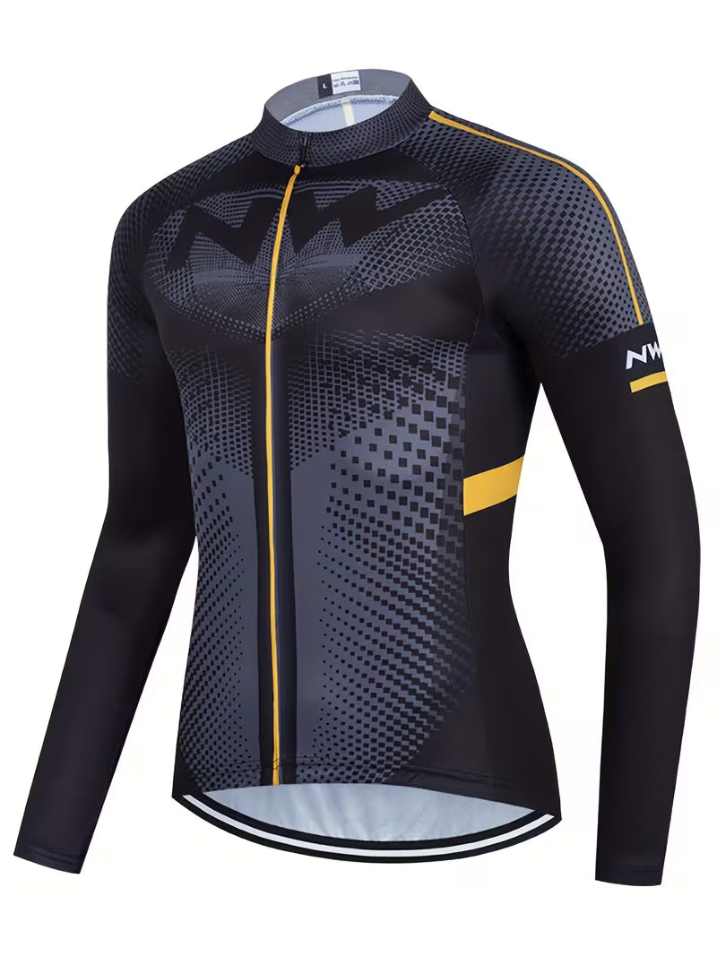 Men's Long-sleeve Cycling Jersey - NW Mustard