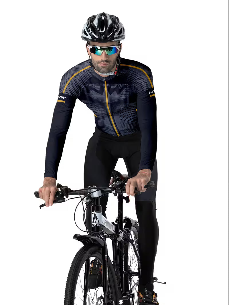 Men's Long-sleeve Cycling Jersey - NW Mustard