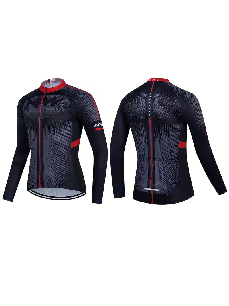 Men's Long-sleeve Cycling Jersey - NW Red