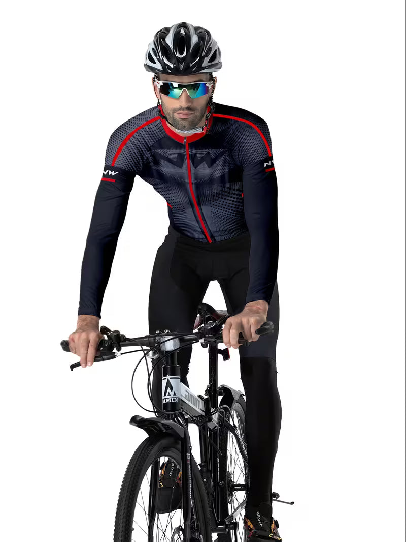 Men's Long-sleeve Cycling Jersey - NW Red