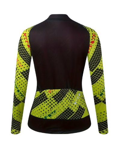Women's Long Sleeve Cycling Jersey - Yellow + Black