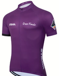 A purple short-sleeve cycling jersey 