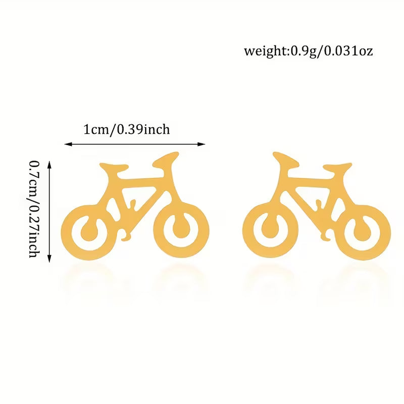 Two small bicycle-shaped product silhouettes on a white background with measurement arrows and text showing dimensions: 1cm/0.39inch wide and 0.