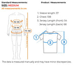 Mens short sleeve cycling jersey measurements