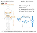 Mens short sleeve cycling jersey measurements