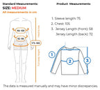 men's long sleeve cycling jersey size measurements