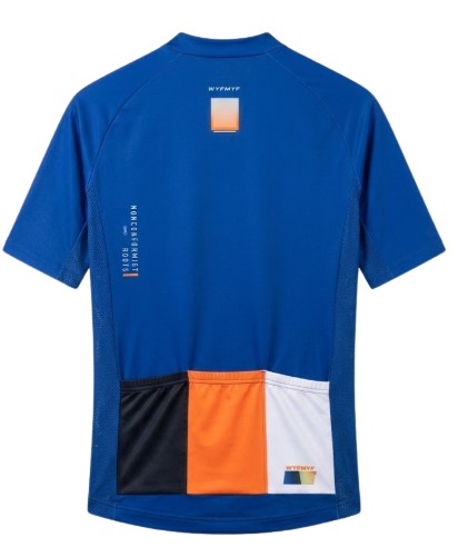 men blue short sleeve cycling shirt back with pockets