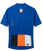 men blue short sleeve cycling shirt back with pockets