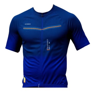 men blue short sleeve cycling shirt front