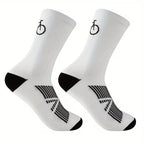 White Unisex Cycling Socks - Bicycle Icon